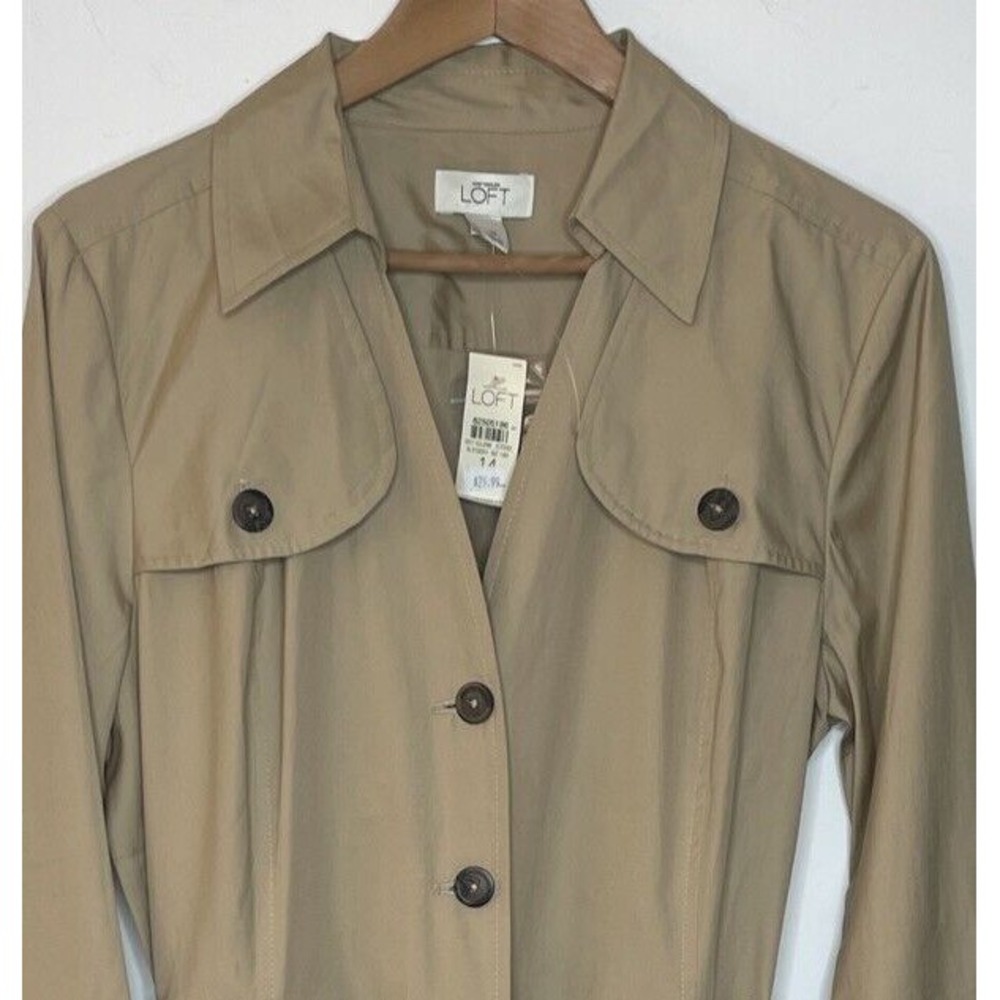 Ann Taylor LOFT Women's 100% Cotton Trench Coat Dress Beige Size 14 - New (Read)